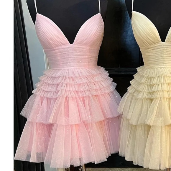 Pink Ruffle Homecoming Dress - Picture 2 of 2